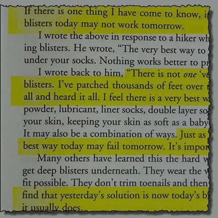 don't normally get foot blisters Fixing Your Feet John Vonhof p11 snippet