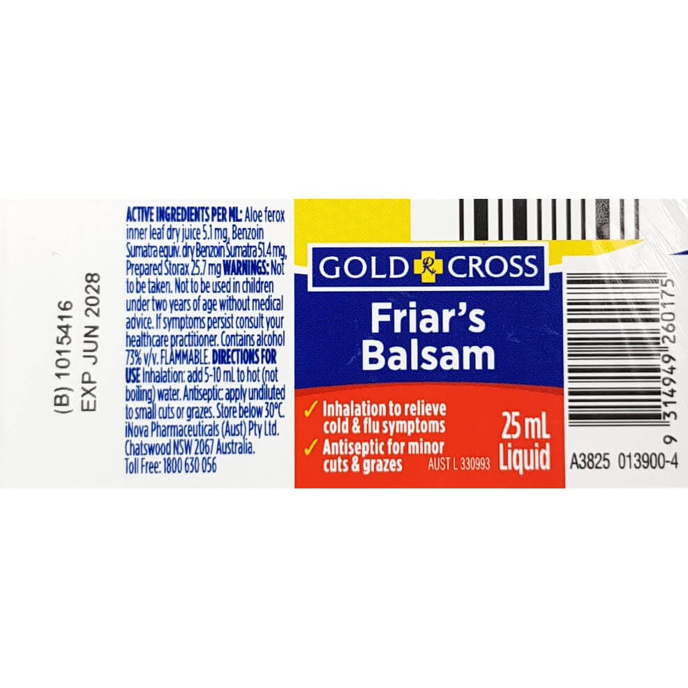 Gold Cross Compound Benzoin Tincture Medical Supplies - Blister Prevention