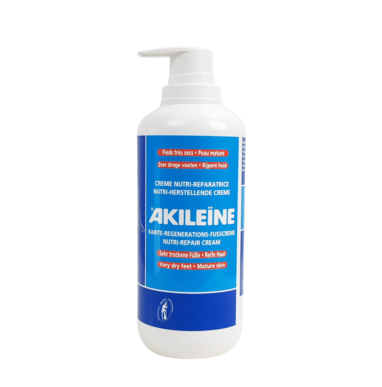 Akileine Blue Nutri-Repair Cream for Very Dry Feet 500ml Pump Bottle