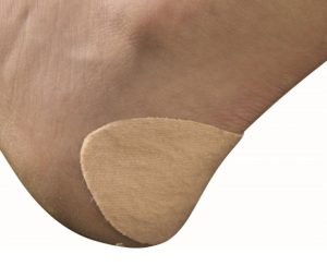 moleskin back of heel for prevention of blisters