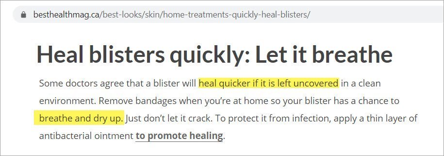 Blisters - let it breathe