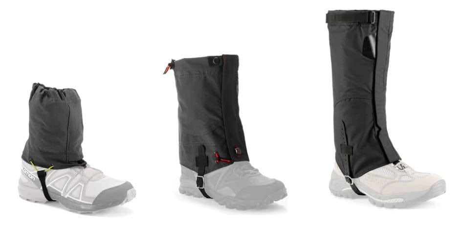 Ankle, mid-calf and below-knee gaiter lengths